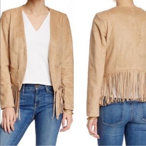 Bagatelle Suede Fringe Crop Jacket Tan Coat L